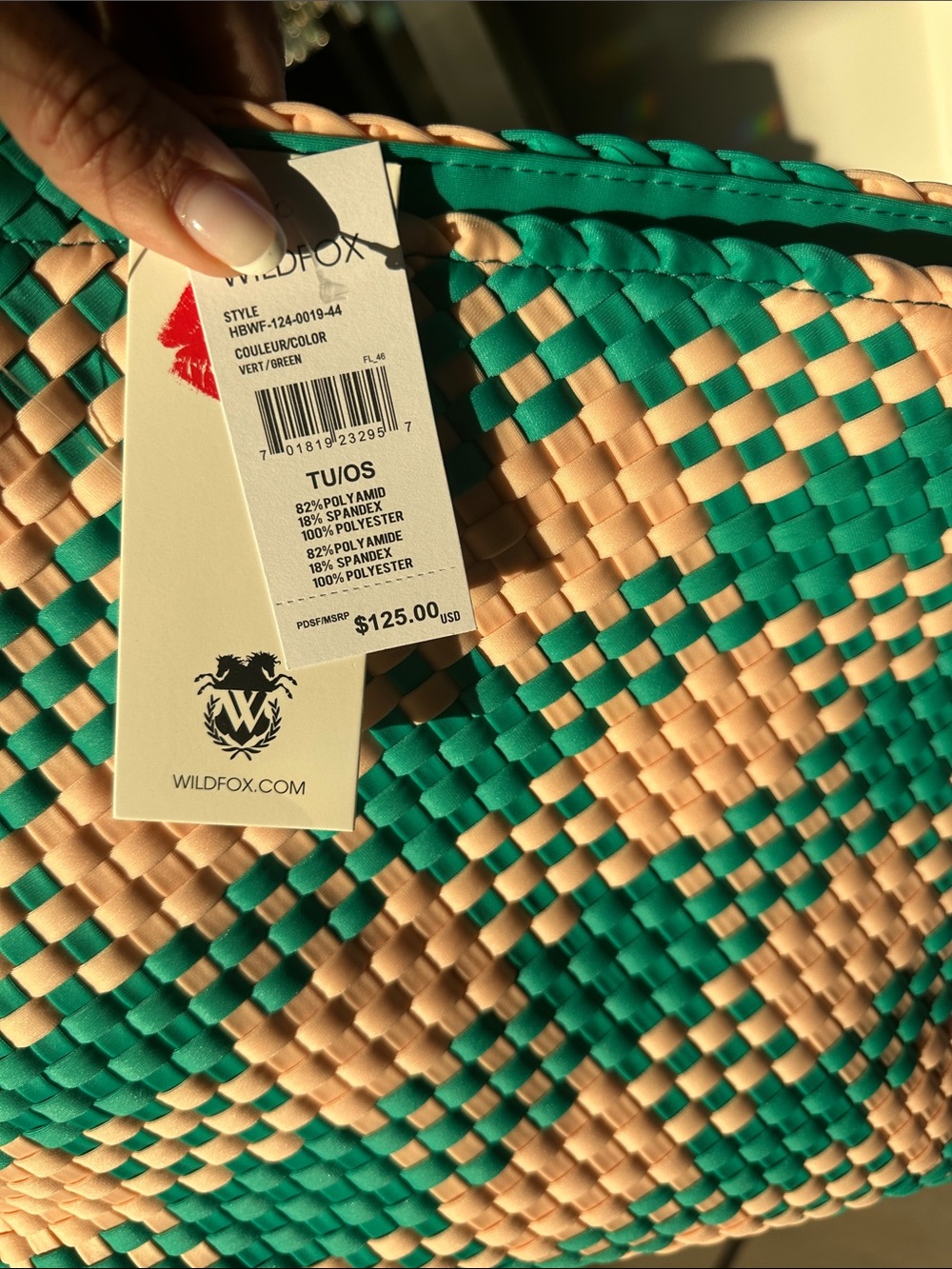 Wildfox Teal and Peach Woven Tote - Picture 7 of 7